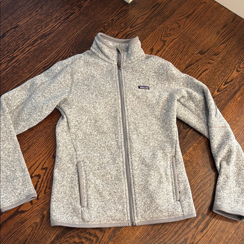 Patagonia Heathered Light Gray Full-Zip Fleece Jacket